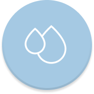 icon representing water drops in a light blue circle