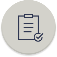 icon representing a task list in a sandy circle