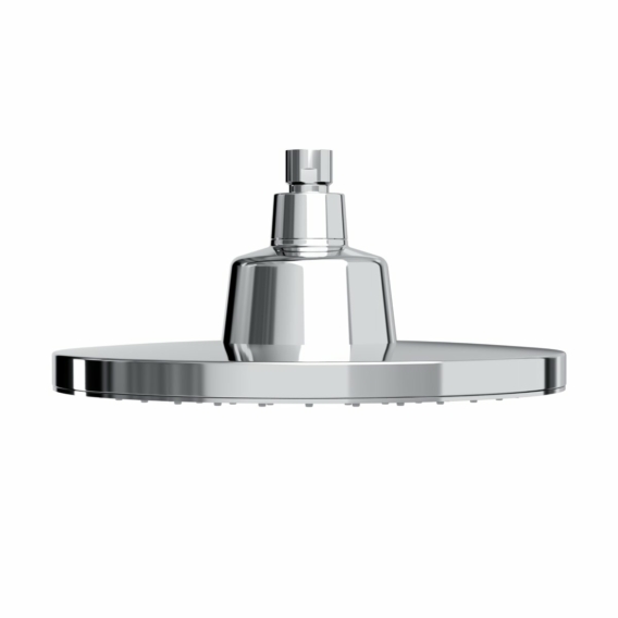 A T-safe Aegis Overhead Shower Filter seen from a low angle on a white background.