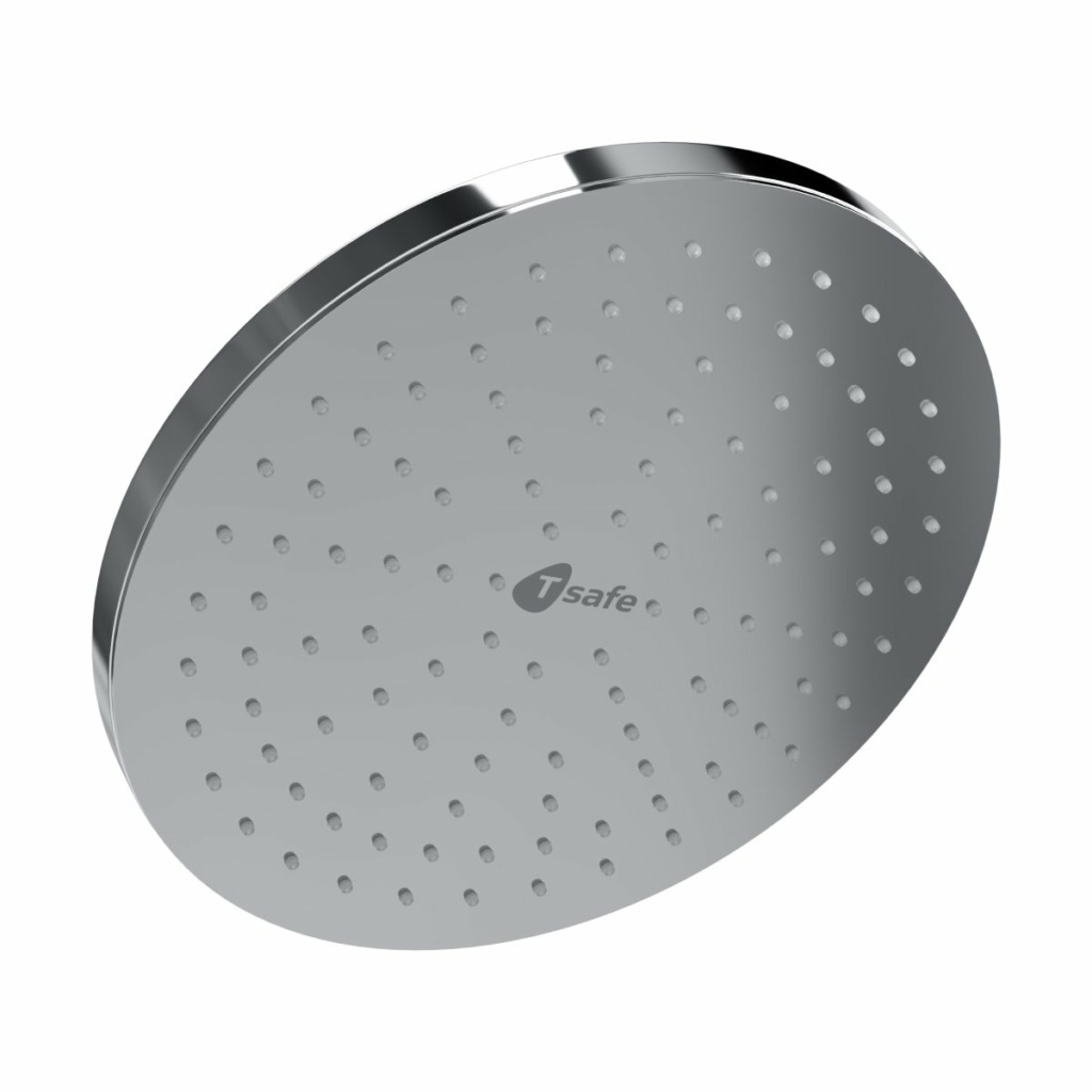 Angled front view of the T-safe Aegis Overhead Shower Filter