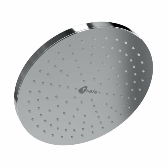 Angled front view of the T-safe Aegis Overhead Shower Filter